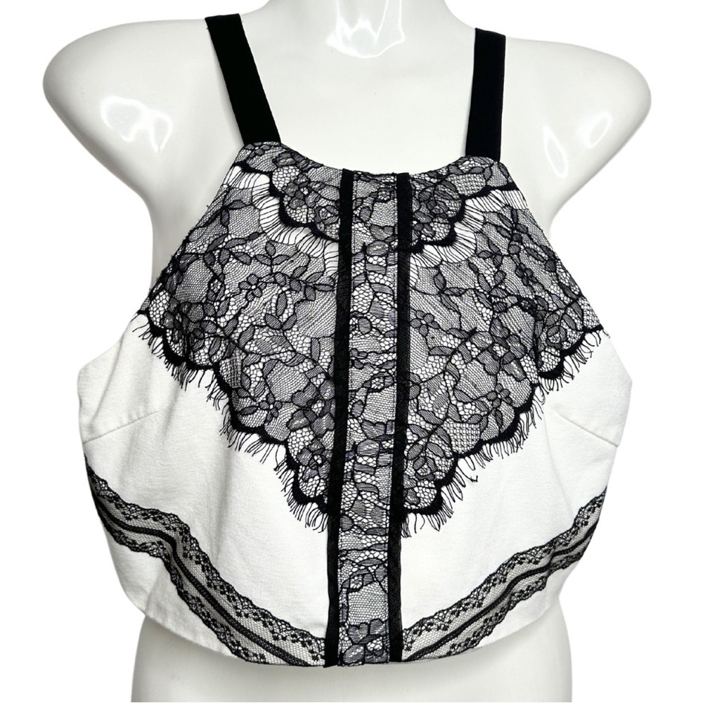 Lush Black and White Lace Crop Top M